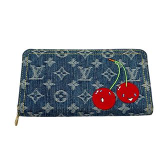 Louis Vuitton Blue Cherry Monogram Monogram Denim Long Wallet (Bi-Fold) (Pre-Owned)