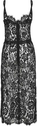Dolce & Gabbana Womens Black Cordonetto Lace Midi Dress Cotton