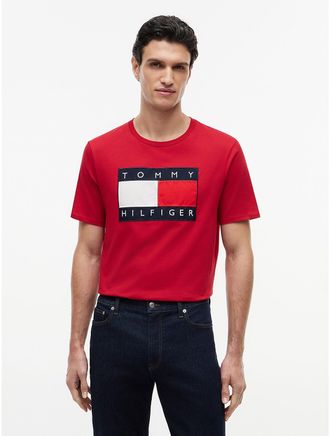 Tommy Hilfiger Mens Big Flag Logo T-Shirt - Red - XXXL