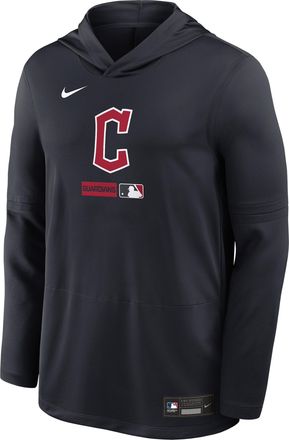 Nike Cleveland Guardians Authentic Collection Nike Mens Dri-FIT MLB Long-Sleeve Hooded Top in Blue | 03B94FAGUA-S9Q