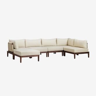 Sklum Sklum - Sof&aacute; Modular De Jard&iacute;n Rinconera De 5 Piezas Y Puff En Acacia Giulia