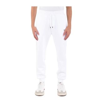 Dondup Sweatpants, male, White, Size: M Cotton Jogger Sweatpants with Logo Print