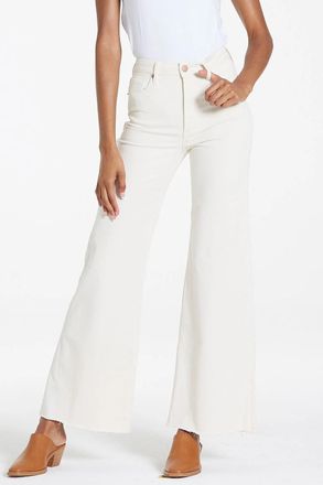 Dear John Denim Fiona High Rise Wide Leg Frayed Hem Jean In White