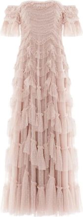 Needle & Thread Aviana ruffled off-shoulder maxi dress - women - Recycled Polyester - 12 - Neutrals