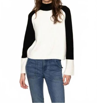 Sanctuary Downtown Mock Neck Sweater In Black/chalk