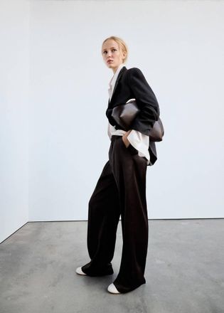 Mango Pantaloni dritti satinati cioccolato - Donna - XS - MANGO