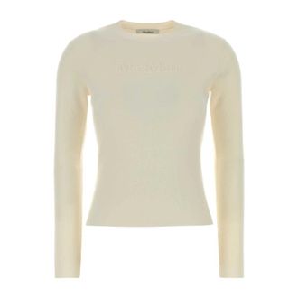 Max Mara Manto Trui van Wol met Lange Mouwen - Dames - Truien - Wit - Maat: L Wol