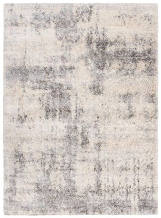 Tapiso Alfombra de sal&oacute;n gris claro crema rayas shaggy 80 x 150 cm