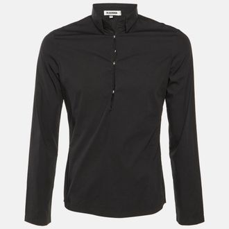 Jil Sander Black Cotton Half Placket Shirt