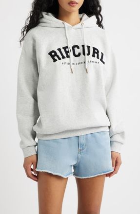 Rip Curl Varsity Logo Graphic Hoodie in Grey Marle/Black at Nordstrom, Size Xx-Large