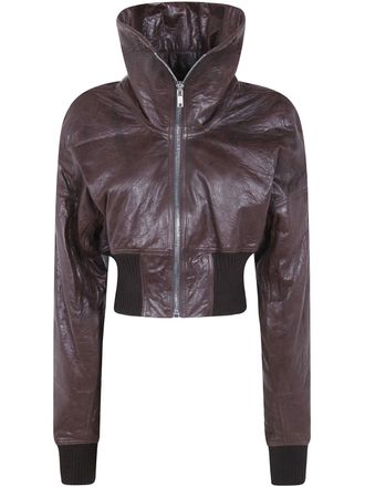 Rick Owens Jacket Cropped Leather Bomber Dracuflight