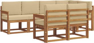 vidaXL Conjunto De Sof&aacute;s De Exterior 7 Uds. Natural Y Beige Vidaxl