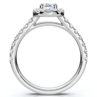 Pompeii3 1 3/8ct Halo Diamond Engagement Ring 14K White Gold Size Selectable