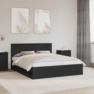 vidaXL Estructura De Cama Negro 160 X 200 Cm Madera Ingenieril Vidaxl