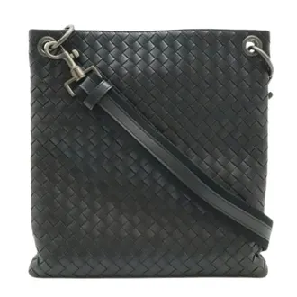 Bottega Veneta Pre-owned Cross Body Bags, female, Black, Size: ONE SIZE Pre-owned Intrecciato Leather Shoulder Bag