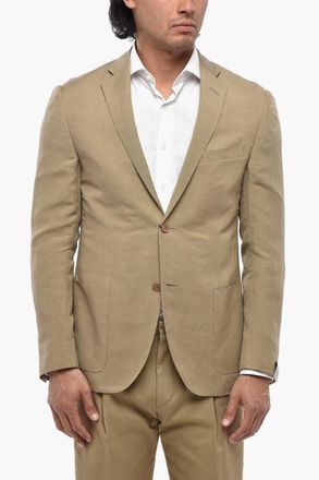 Corneliani Blazer in Misto Lino GATE con Tasche a Toppa Corneliani