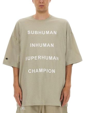 Champion Relaxed Fit Cotton Tee With Contrasting Text
