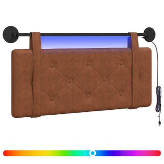 vidaXL Cabecero Colgante Con Luz Led Marr&oacute;n Pu Antiguo Vidaxl