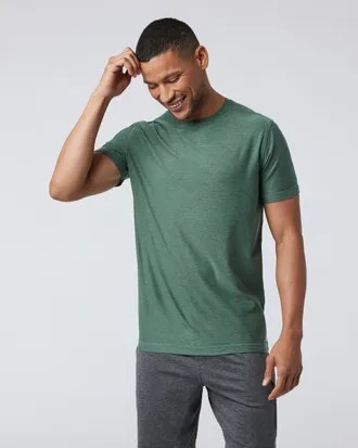 Vuori Clothing Strato Tech T-Shirt | Sea Pine Heather | XS, Size Extra Small
