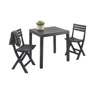 Dmora Sal&oacute;n De Jard&iacute;n Dlibutt, Conjunto De Jard&iacute;n Con 1 Mesa Rectangular Y 2 Sillas Plegables, Pic Nic Conjunto Interior Y Exterior, 100% Made In Italy, Ant