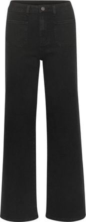 Kaffe Flared Jeans Zwart Diep Klassieke Stijl - Dames - Loose Fit Jeans - Zwart - 2XL - Jeans