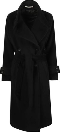 Tagliatore Henryka Long Double-Breasted Belted Virgin Wool Coat