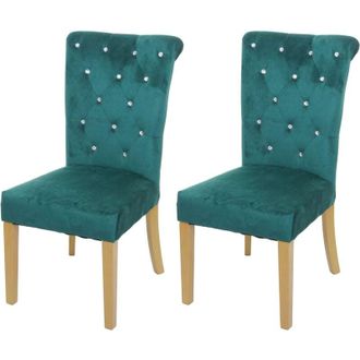 Hhg Set 2x sedie per sala da pranzo soggiorno 513 100x51x64cm velluto verde con gambe dorate