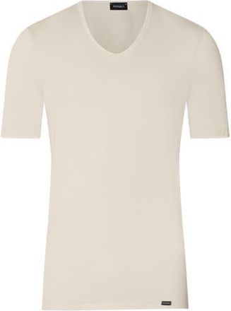Hanro Ultralight Fitted Cotton V-Neck T-Shirt in Moon at Nordstrom, Size Xx-Large