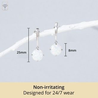 MAX + STONE 14k Yellow or White Gold 8mm Solitaire Gemstone Round Drop Dangle Earrings