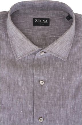 Ermenegildo Zegna Camicia in lino - Marrone
