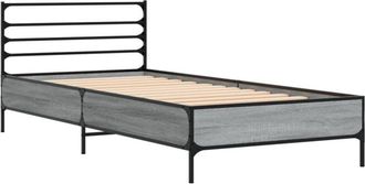 vidaXL Estructura cama madera ingeniería metal gris Sonoma 90x200 cm vidaXL