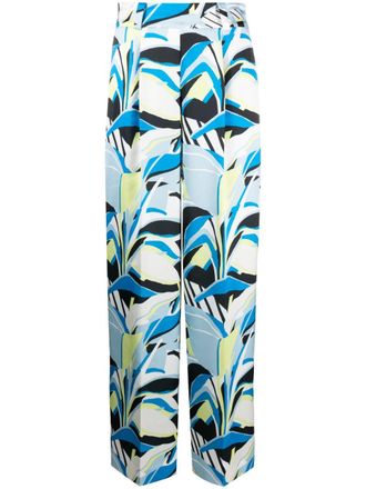 HUGO BOSS botanical-print straight-leg trousers - Blue