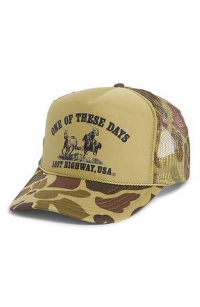 One Of These Days Lost Highway Trucker Hat in Light Green Camo at Nordstrom