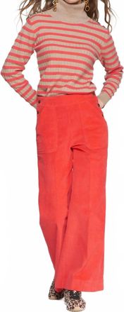 Vilagallo The Muriel Corduroy Wide-Leg Pant In Poppy Red