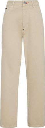 Philipp Plein Denim Broeken Loose Fit Iconic - Dames - Cropped Jeans - Beige - W30 - Denim - Jeans