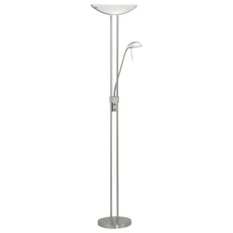 Loops Floor Lamp Light Satin Nickel Shade White Satin Glass Bulb R7S G9 1x230W 1x33W in Metallics