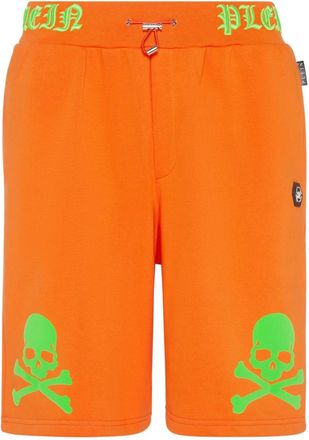 Philipp Plein Sport Shorts Skull&Bones - Heren - Korte Broeken - Oranje - L - Katoen - Korte Broeken
