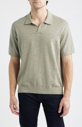 Madewell Johnny-Collar Cotton Slub Sweater Polo in Washed Olive at Nordstrom, Size Xx-Large