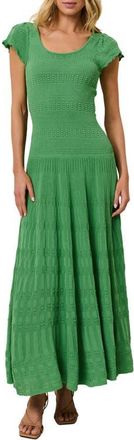 Solid & Striped The Belle Rib Knit Fit & Flare Midi Dress in Turtle Green at Nordstrom, Size Small