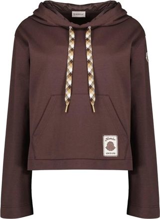 Moncler Hooded Sweatshirt With Contrast Drawstrings - Dames - Hoodies - Bruin - M - Katoen - Hoodies & sweatvesten