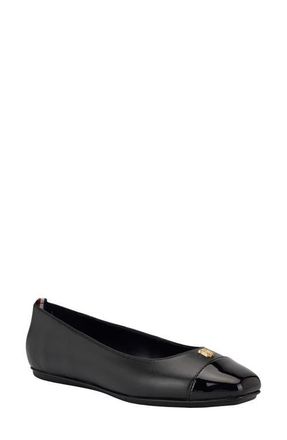 Tommy Hilfiger Bekim Cap Toe Flat in Black at Nordstrom, Size 8.5