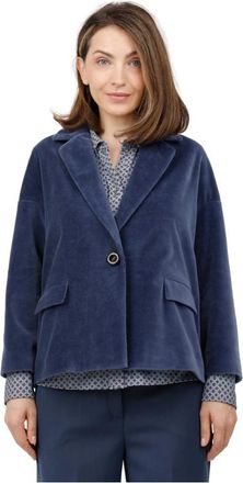Circolo 1901 Giacca caban in velluto liscio - Dames - Blazers - Blauw - M - Katoen - Jassen