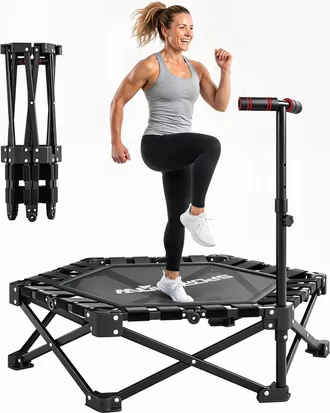 OEM Trampol&iacute;n De Fitness Plegable 104 Cm Con Barra Ajustable En 3 Alturas Marco Met&aacute;lico Reforzado Y Bolsa 104x104x114 Cm