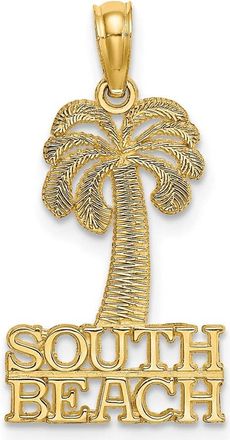 Diamond2Deal 14k Yellow Gold SOUTH BEACH Under Palm Tree Charm Pendant