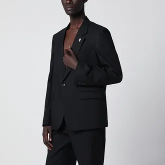 Gucci Giacca monopetto nera in lana GG