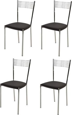 Tommychairs Tommychairs 4 Sillas Elegance Acero Cromado, Asiento Polipiel Moka
