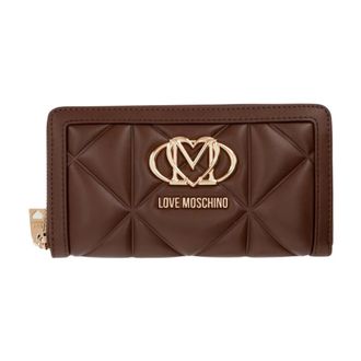 Love Moschino PU Embossed Zip Wallet - Dames - Accessoires - Bruin - Maat: ONE Size Leer