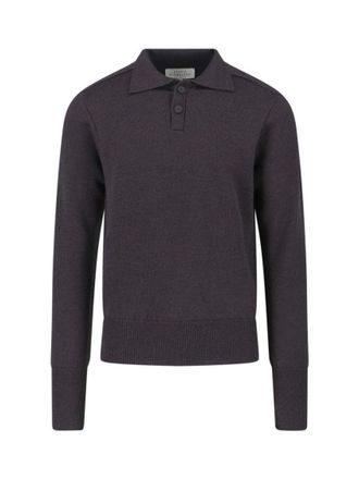 STUDIO NICHOLSON Classic Brown Knit Sweater With Ribbed Cuffs And Hem