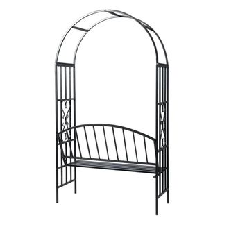 Berkfield Home Garden Rose Arch with Bench in Black