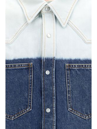 Marni Mens Shirt Dip-Dye Denim Ultramarine Cotton